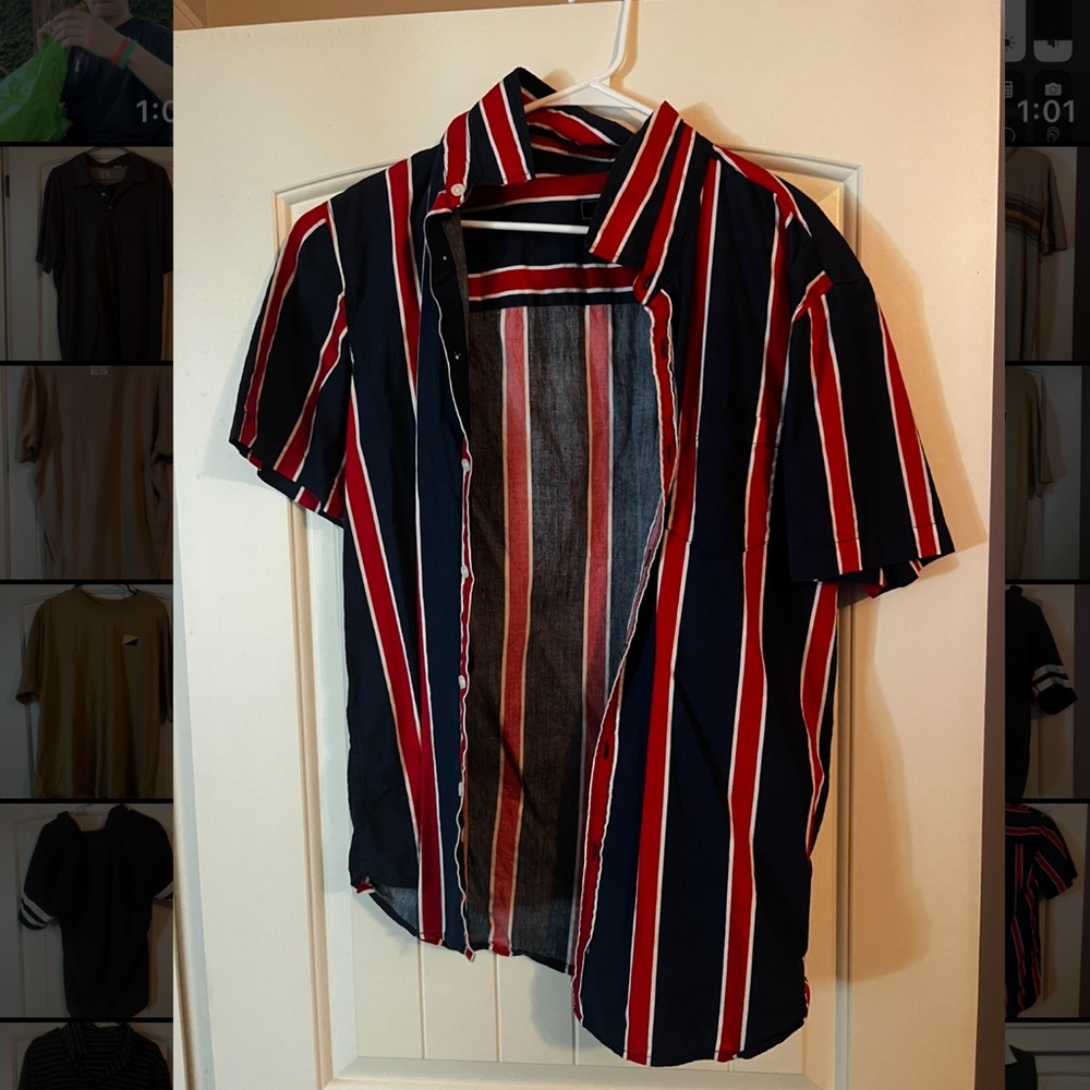 Coastal blue and red polo shirt for sale!